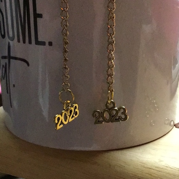 HANDCRAFTED Jewelry - fish hook earwire earrings  2023 on gold metal chain   E200